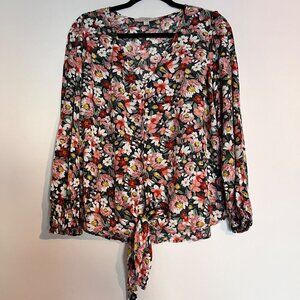 Loft Womens Long Sleeve Floral Blouse Top‎ Size S